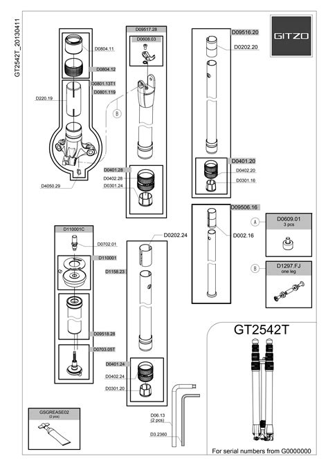 Gitzo - GT2542T spare parts