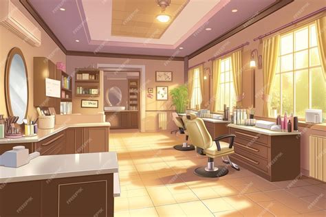 Beauty Salon With Cosmetology Equipment In Anime Style Foto Gratis