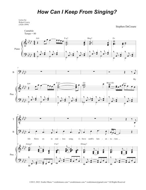 How Can I Keep From Singing 2 Part Choir Tb Sheet Music Stephen