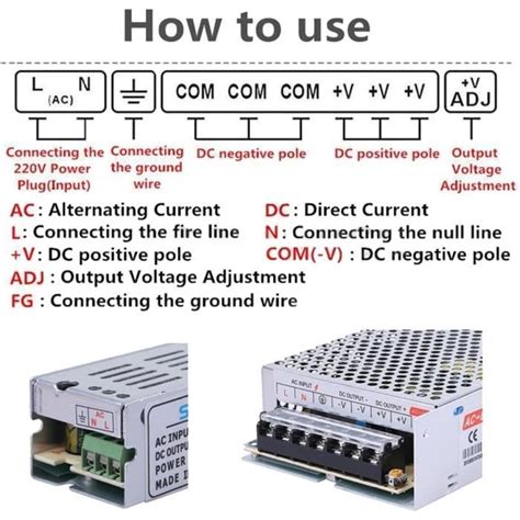 Convertisseur AC 110V 220V à DC 5V 12A 60W pilote Commutateur