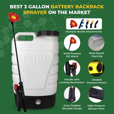 Petratools Gallon Battery Powered Backpack Sprayer Extended Spray