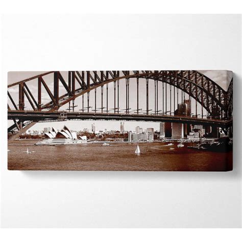 Ebern Designs Sydney Harbour Bridge Brown Waters Wrapped Canvas Art