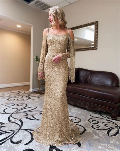 Arabic Gold Sparkly Evening Dresses Beaded Mermaid Prom Dresses