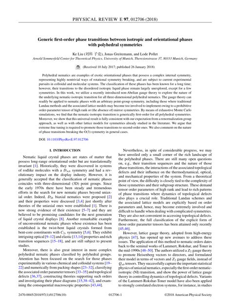 Pdf Generic First Order Nematic Isotropic Phase Transition Of