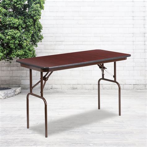 Flash Furniture 4 Foot Mahogany Melamine Laminate Folding Banquet Table