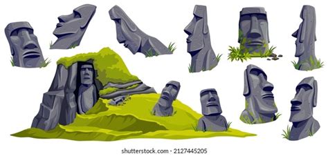 Moai On Easter Island Cave Isolated Stock Vector Royalty Free