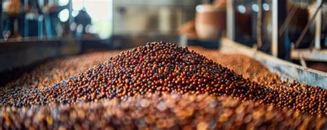 Close Up Of Coffee Beans During Roasting Process Generative Ai Stock