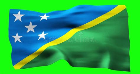 Flag Of Solomon Islands Realistic Waving On Green Screen Seamless Loop