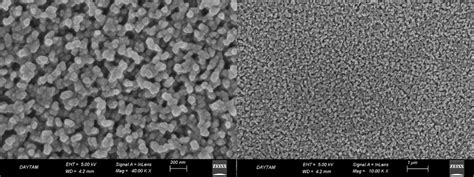 SEM image of annealed Cr2O3 structure at 550 °C at different ...