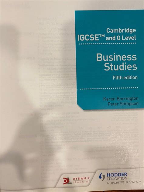 Cambridge Igcse And O Level Business Studies Fifth Edition Hobbies