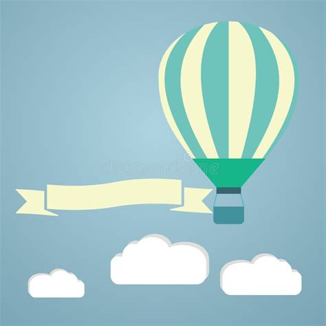Hot Air Balloon In The Sky Vector Greeting Card Stock Vector Illustration Of Blue