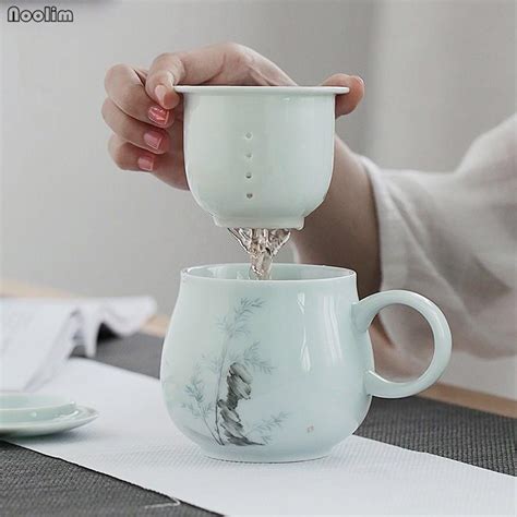 Buy Ceramic Teacup With Lid And Filter Office Water Cup Home Drinkware