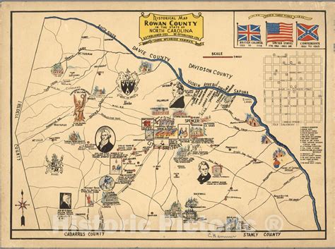 Historic Map Historical Map Rowan County In The State Of North