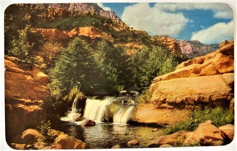 Oak Creek Falls Canyon Arizona Scenic Near Sedona Az Postcard Ebay