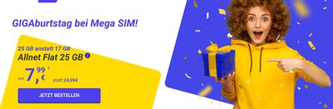 Tarifrechner Spartipp MegaSIM Tarife 25 GB 5G All In Flat für 7 99 Euro