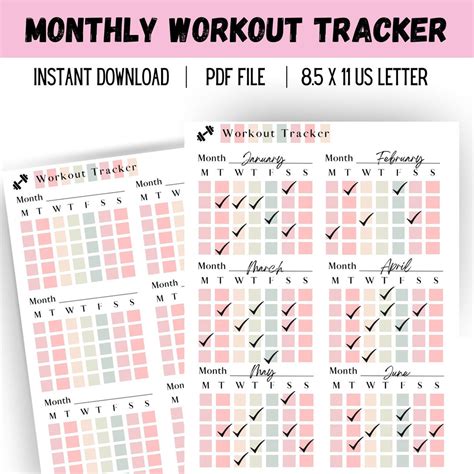 Workout Progress Tracker Fitness Health Journal Insert Fitness Tracker