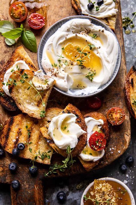 Whipped Ricotta Toast With Marinated Tomatoes And Lemon Thyme Honey