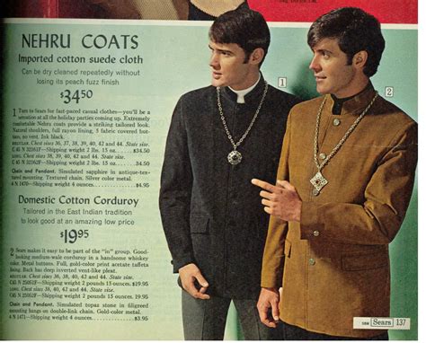 Vintage Nehru Jackets Sears Catalog 60s Men Nehru Jackets 1960s