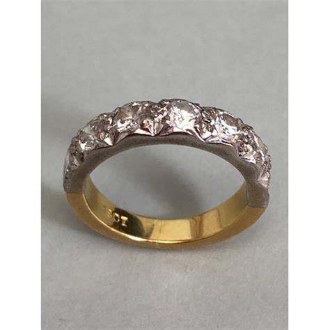 Ct Yellow And White Gold Seven Stone Diamond Ring Size Approx J And