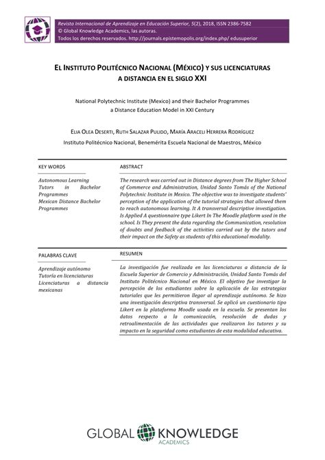 Pdf El Instituto Polit Cnico Nacional M Xico Y Sus Licenciaturas A