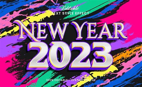 Feliz Año Nuevo 2023 Efecto De Texto En Negrita 3d Vector Premium