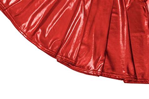 Women S Shiny Flared Pleated Mini Skater Skirt Xl Red Pricepulse