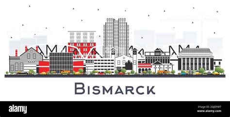 Bismarck North Dakota City Skyline with Color Buildings Isolated on ...