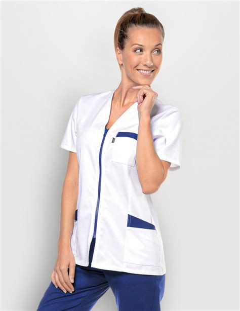 Blouse Blanche Et Couleur Pour Infirmi Re Pharmacie Dentiste Kin