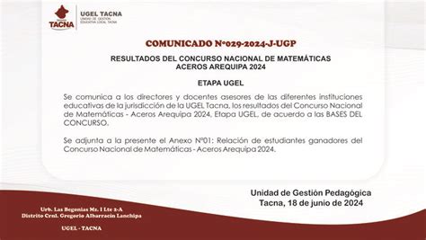 Comunicado N J Ugp Noticias Unidad De Gesti N Educativa