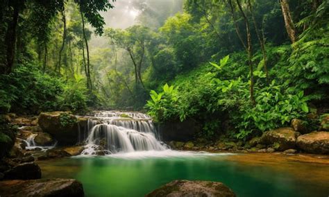 Premium Photo Jungle Waterfall Cascade In Tropical Rainforest Amazing