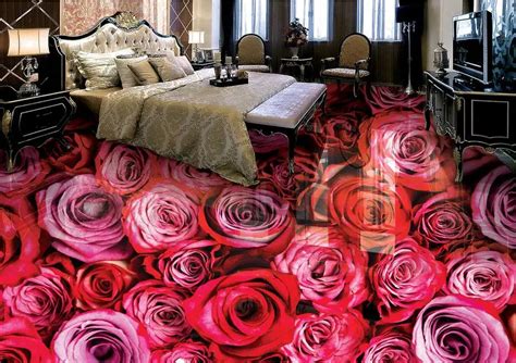 Custom 3d Stereoscopic Floor Murals Roses 3d Floor Painting Wallpapers For Living Room 3d