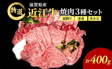 近江牛 特選 焼肉 3種盛り 約400g 牛肉 黒毛和牛 焼き肉 焼肉用 カルビ 赤身 霜降り 肉 お肉 牛 和牛 納期 最長3カ月｜マイナビ