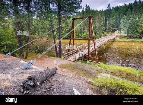 Suspension bridge over Lochsa River, Northwest Passage Scenic Byway Stock Photo: 176946882 - Alamy