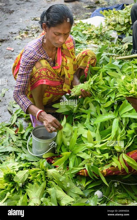 Indian Woman Sellers On Flower Market At Mallick Ghat In Kolkata India