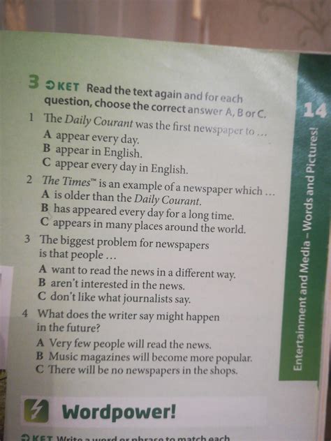 Read The Text Again And For Each Question Choose The Correct Answer A