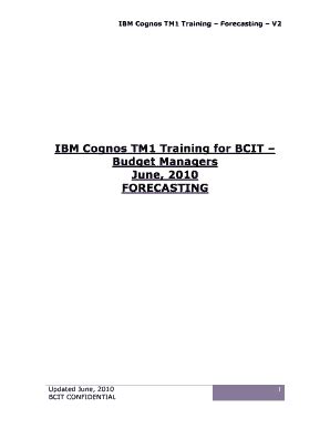 Fillable Online IBM Cognos TM1 Training Forecasting V2 Fax Email Print