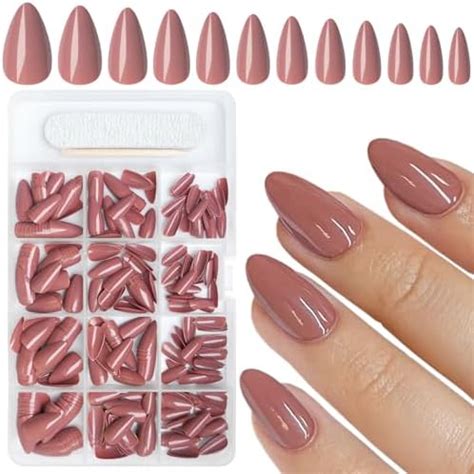 Amazon AddFavor Short Almond Press On Nails 360pcs Brown Fake