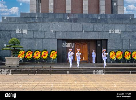 Hanoi Vietnam Changing Of Guard Ceremony At Ho Chi Minh Mausoleum