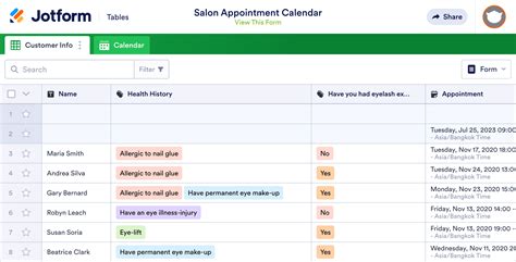 Salon Appointment Calendar Template Jotform Tables Hot Sex Picture