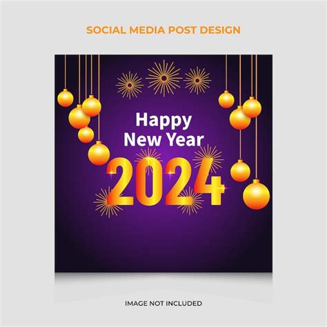 Premium Vector Vector 2024 Happy New Year Social Media Post Design