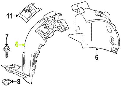 Mercedes Benz ML OEM Fender Liner Splash Guard 1668802805 Front Left