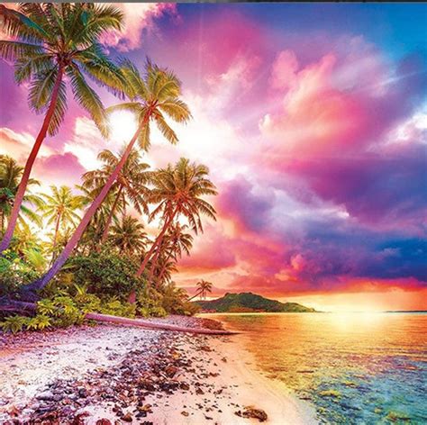 5d Diamond Painting Pink And Purple Beach Sunset Kit Bonanza Marketplace