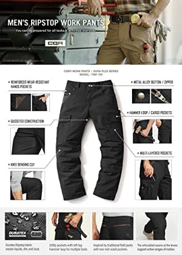 Cqr Men S Flex Ripstop Work Pants Water Resistant Tactical Pants