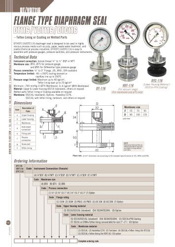 DIAPHRAGM SEAL PRESSURE GAUGE PG PGF 60P Golden Mountain Enterprise