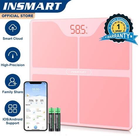 insmart  bluetooth penimbang berat badan bmi weight scale body fat