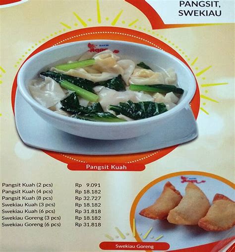 Menu At Bakmi Naga Restaurant Jakarta Impian Jaya Ancol