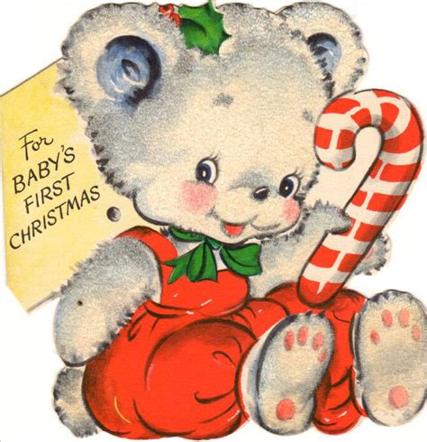 Babys First Xmas Vintage Cartoon Vintage Christmas Cards Vintage