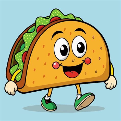 Um Desenho De Desenho Animado De Um Taco Um Rosto E Sapatos Verdes