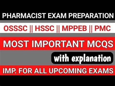 Pharmacist Exam Preparation Osssc Hssc Mppeb Pmc Aiims