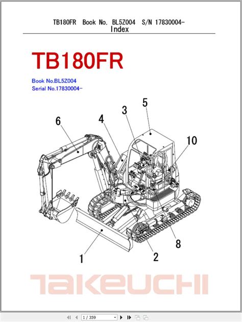 Takeuchi TB180FR Excavator Parts Manual